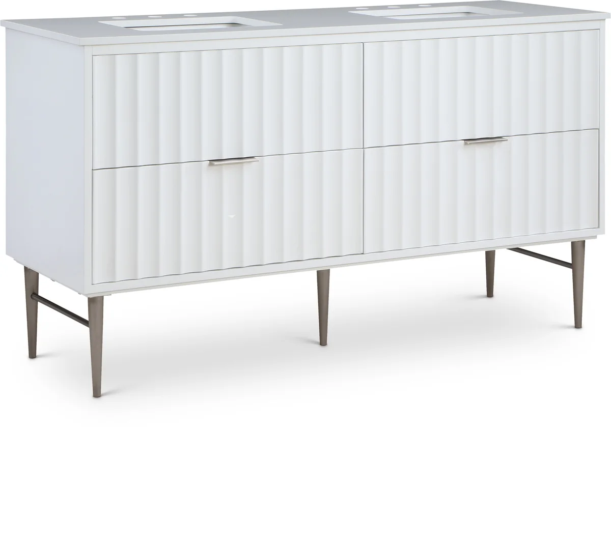 Modernist - 60" Bathroom Vanity With Chrome Legs - White