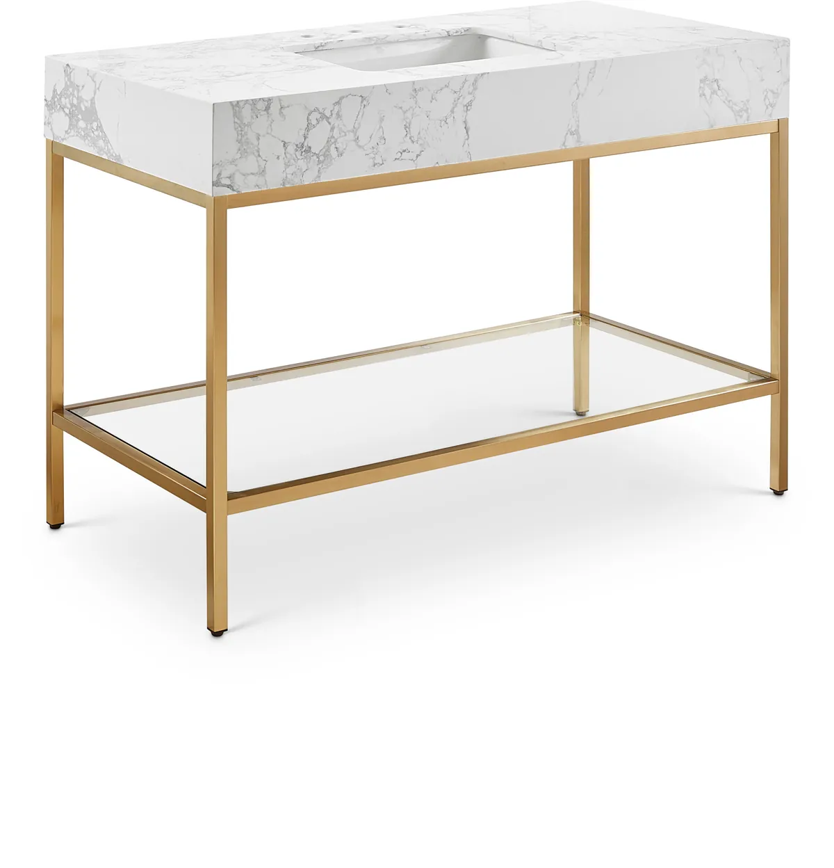 Marmo - 48" Engineered Marble Bathroom Vanity With Gold Base - White