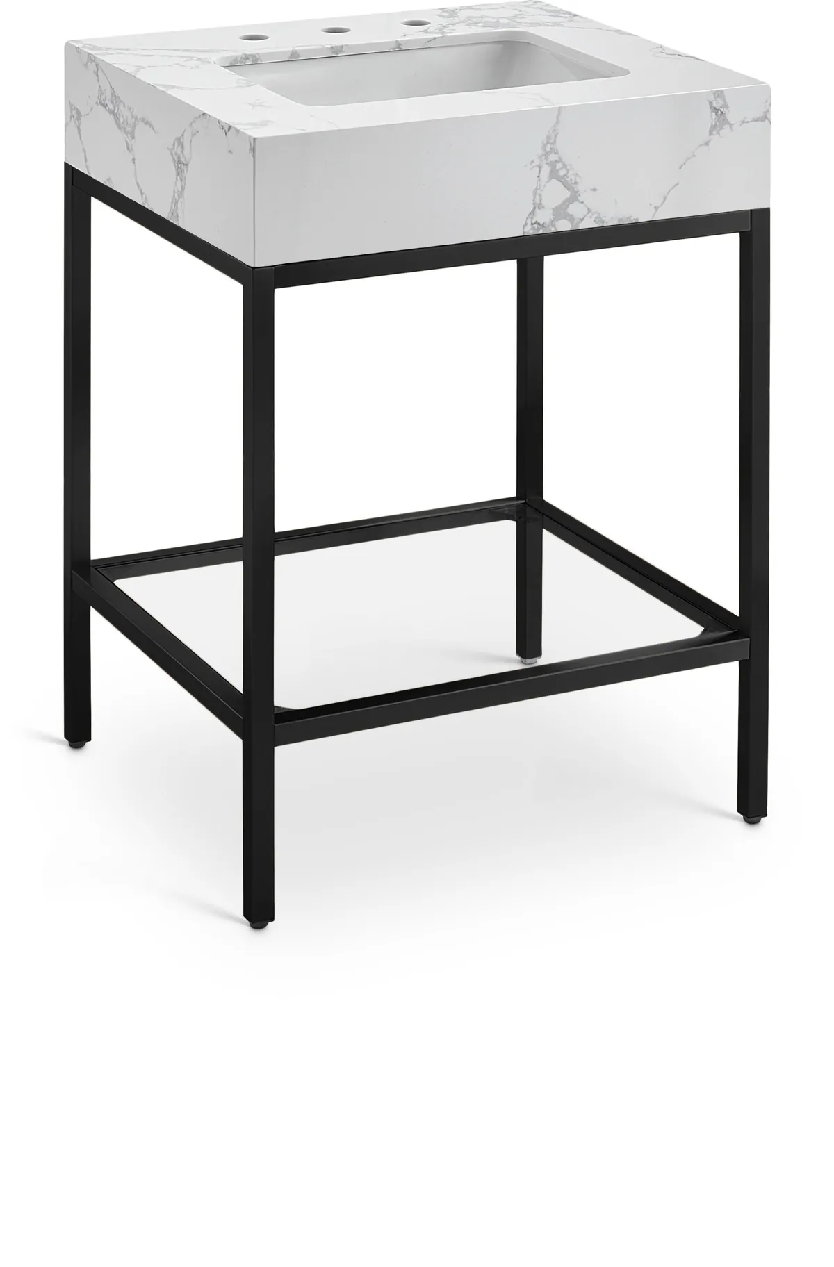 Marmo - 24" Engineered Marble Bathroom Vanity With Black Base - White