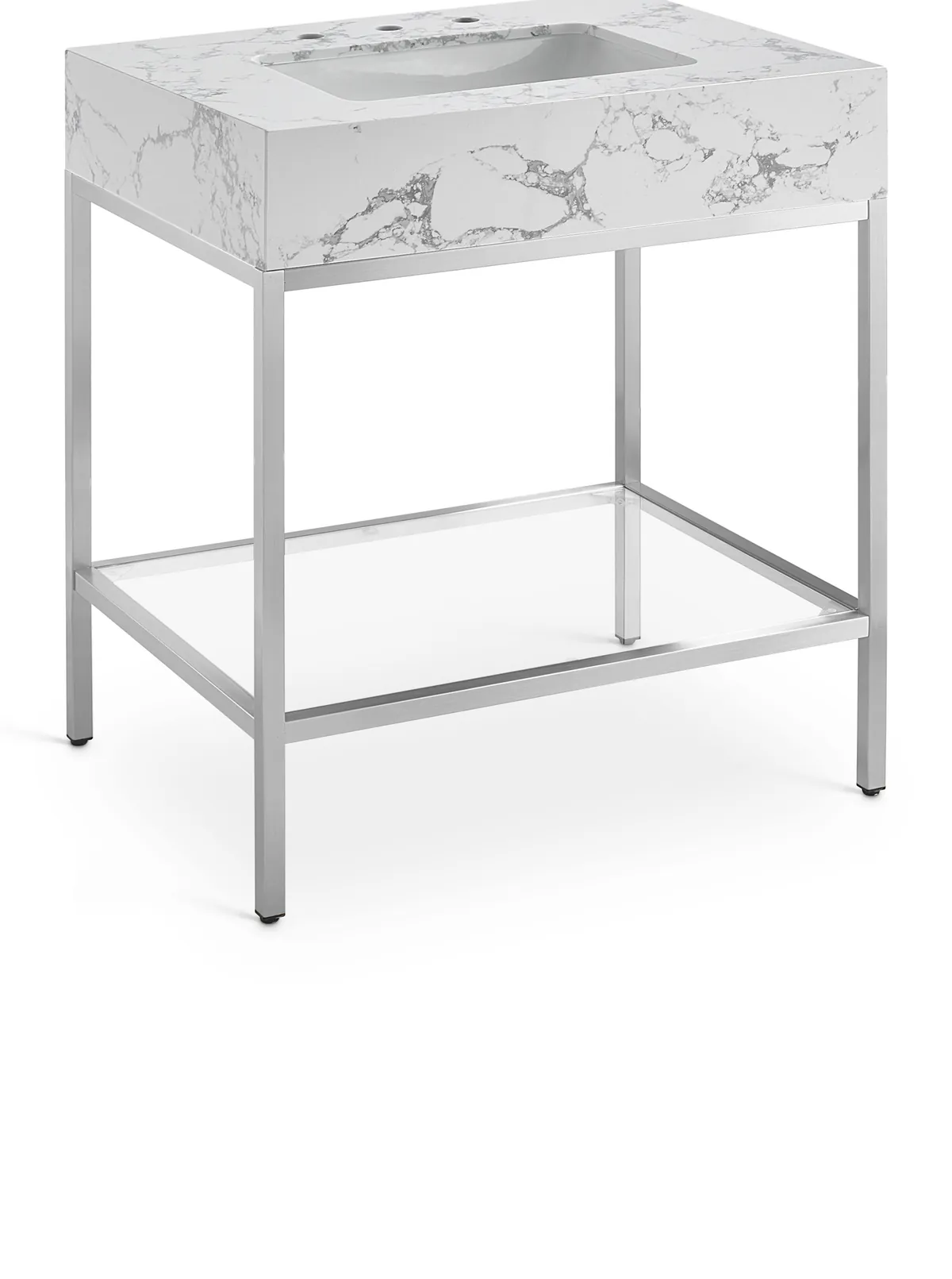 Marmo - 30" Engineered Marble Bathroom Vanity With Chrome Base - White
