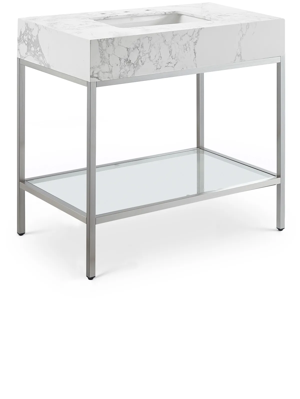 Marmo - 36" Engineered Marble Bathroom Vanity With Chrome Base - White