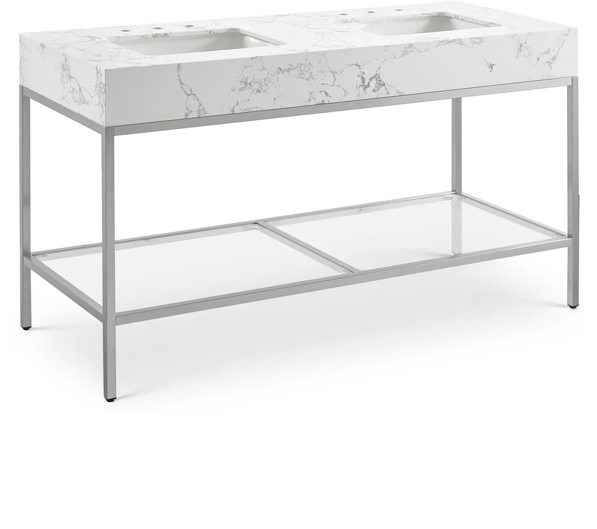 Marmo - 60" Engineered Marble Bathroom Vanity With Chrome Base - White