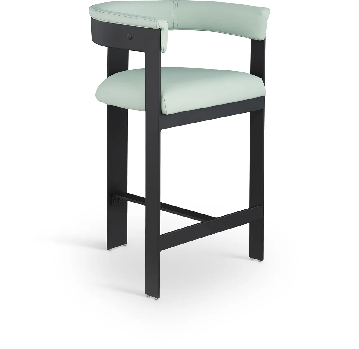 Romeo - Faux Leather Counter Stool With Black Base (Set of 2) - Mint Green