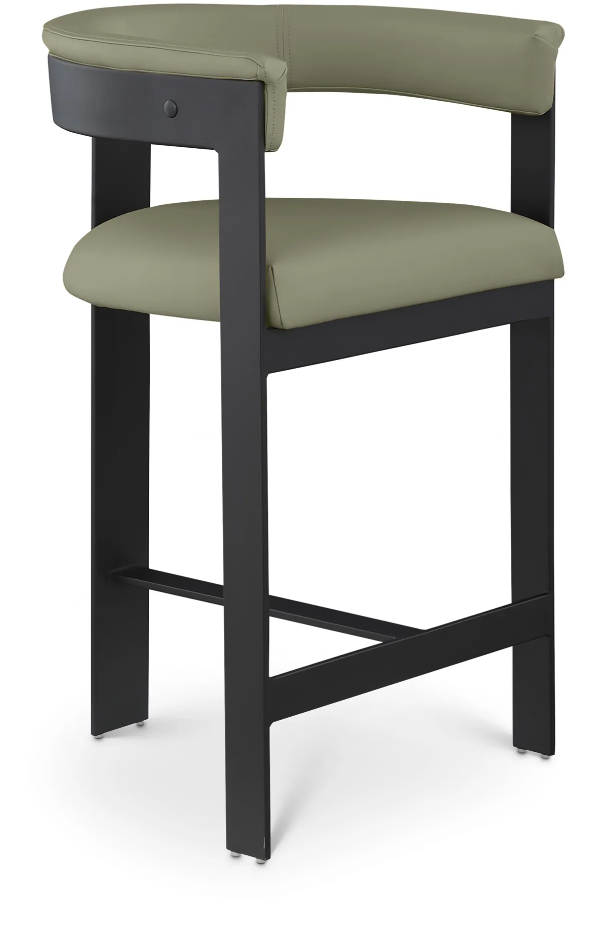 Romeo - Faux Leather Counter Stool With Black Base (Set of 2) - Olive Green