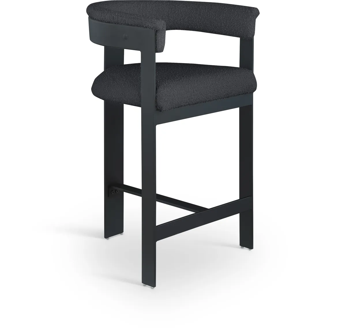 Romeo - Boucle Counter Stool With Black Base (Set of 2) - Black