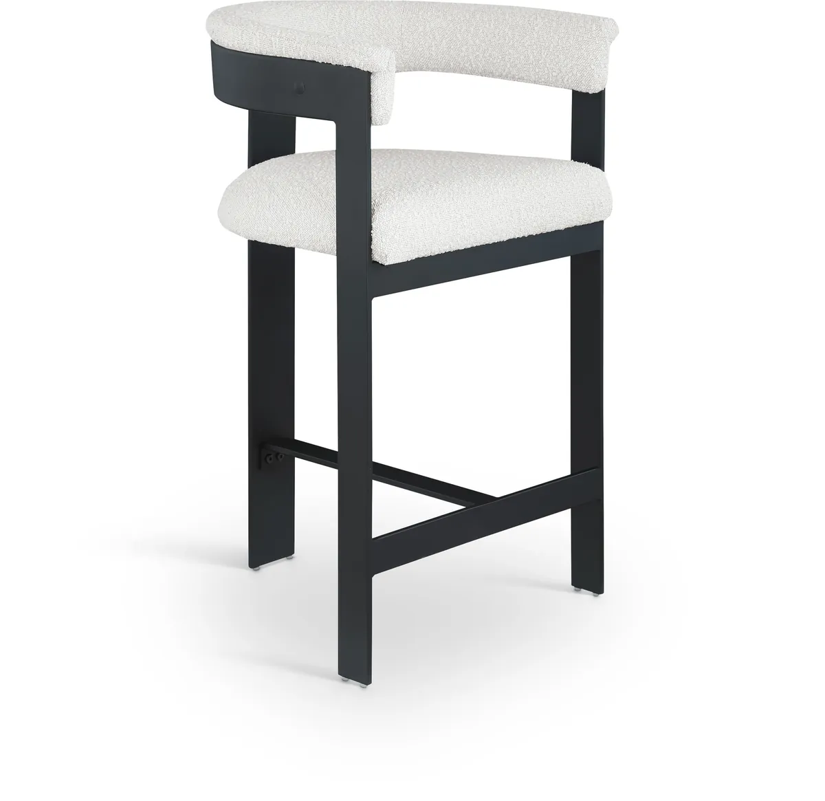 Romeo - Boucle Counter Stool With Black Base (Set of 2) - Cream