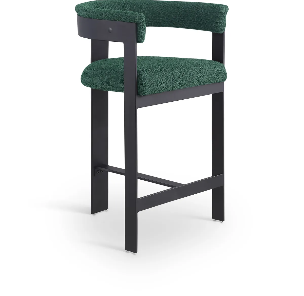Romeo - Boucle Counter Stool With Black Base (Set of 2) - Green
