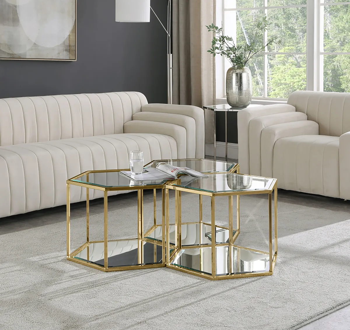 Sei - Coffee Table 3 Piece - Gold - View 2
