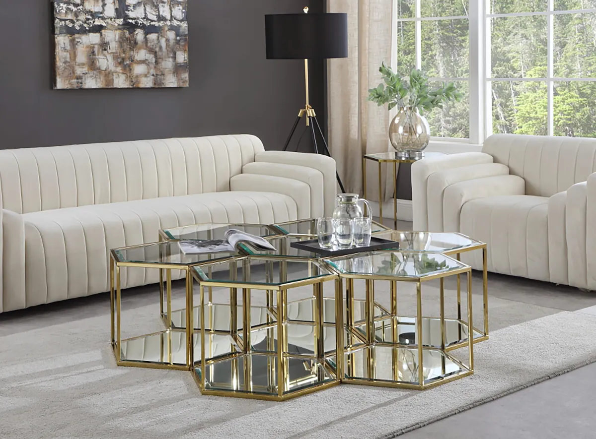 Sei - Coffee Table 7 Piece - Gold - View 2