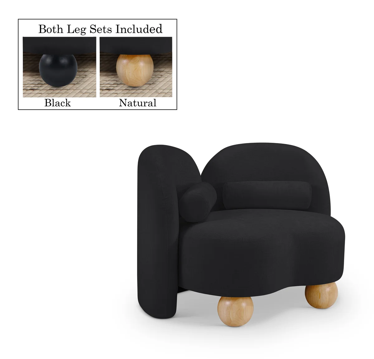 Daphne - Chenille Chair - Black