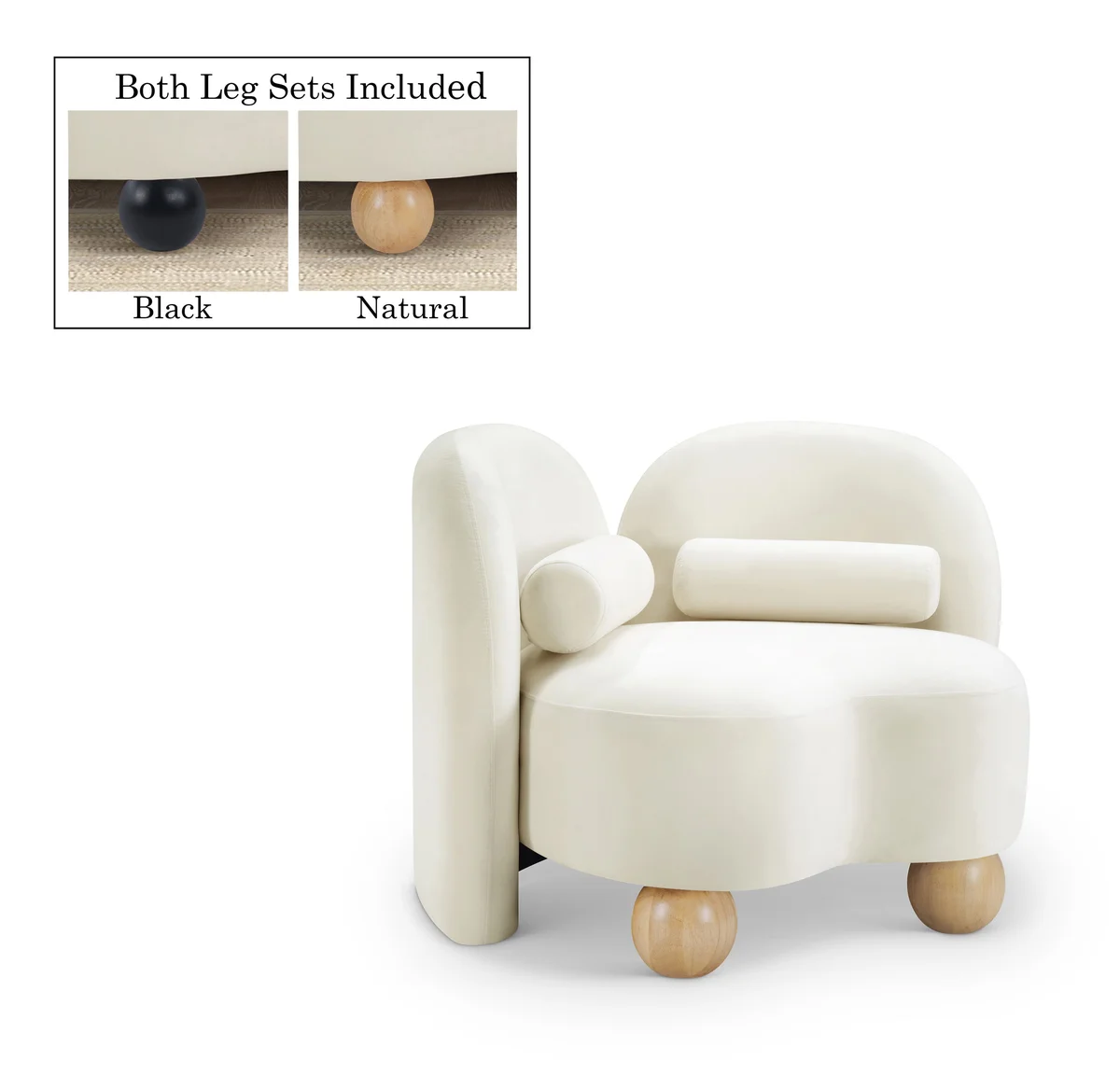 Daphne - Velvet Chair - Cream