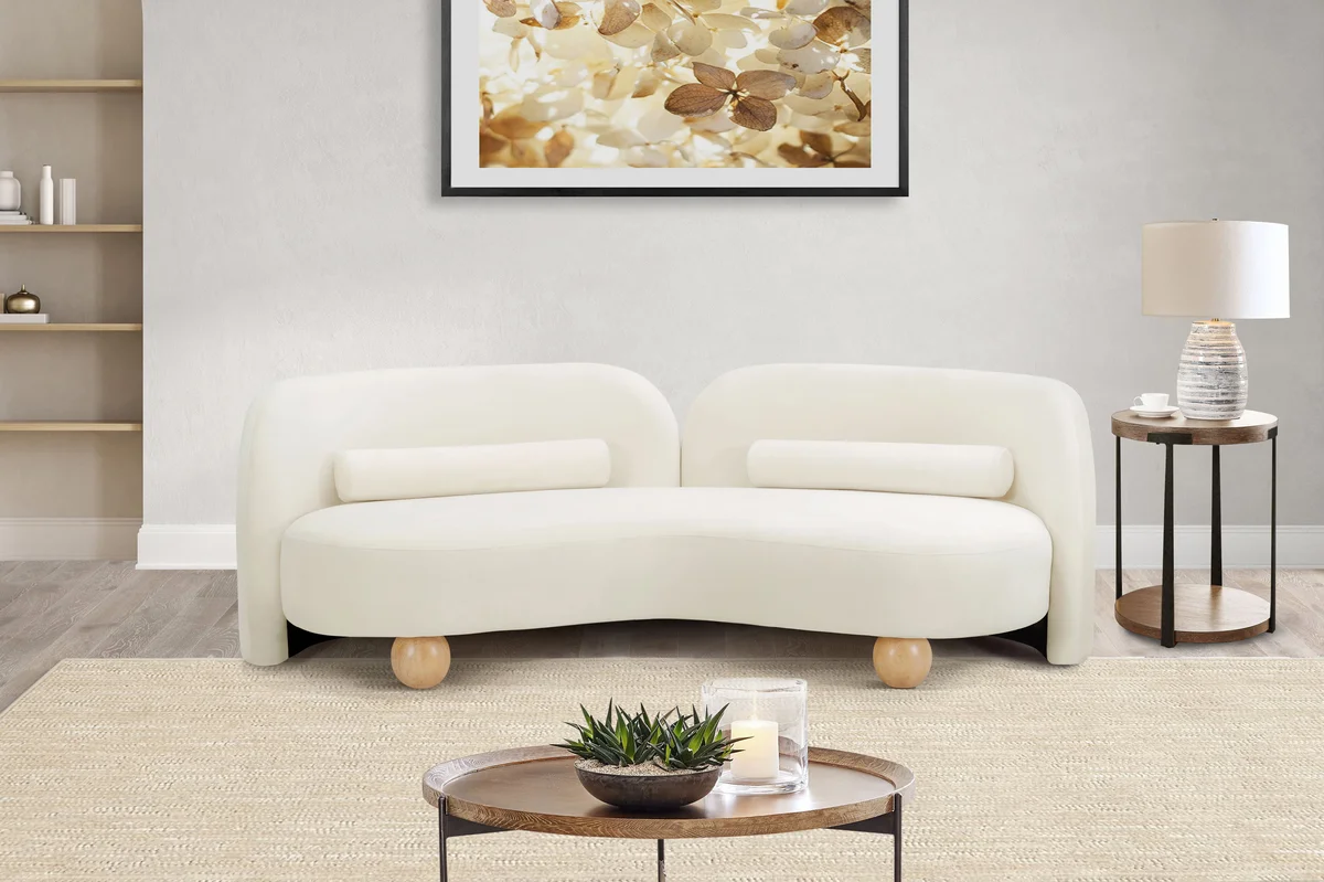 Daphne - Velvet Sofa - Cream - View 2