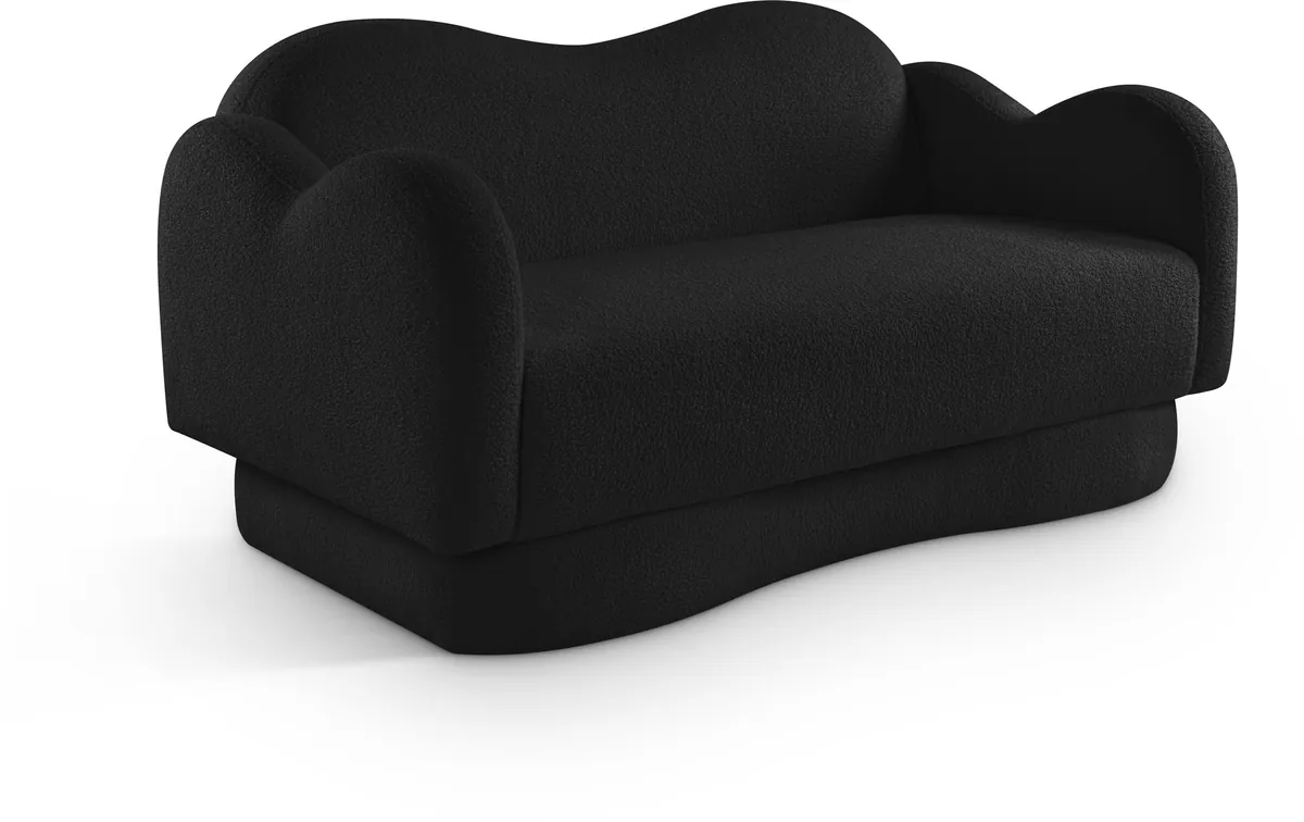 Bloom - Teddy Fabric Loveseat - Black
