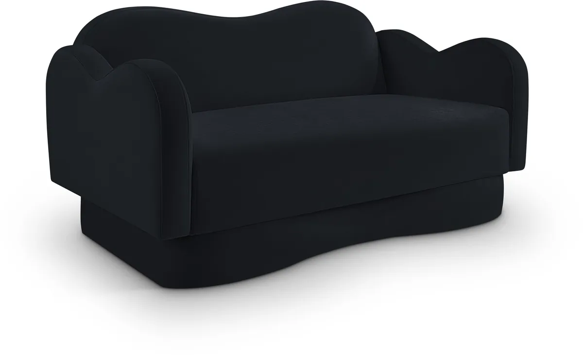 Bloom - Velvet Loveseat - Black