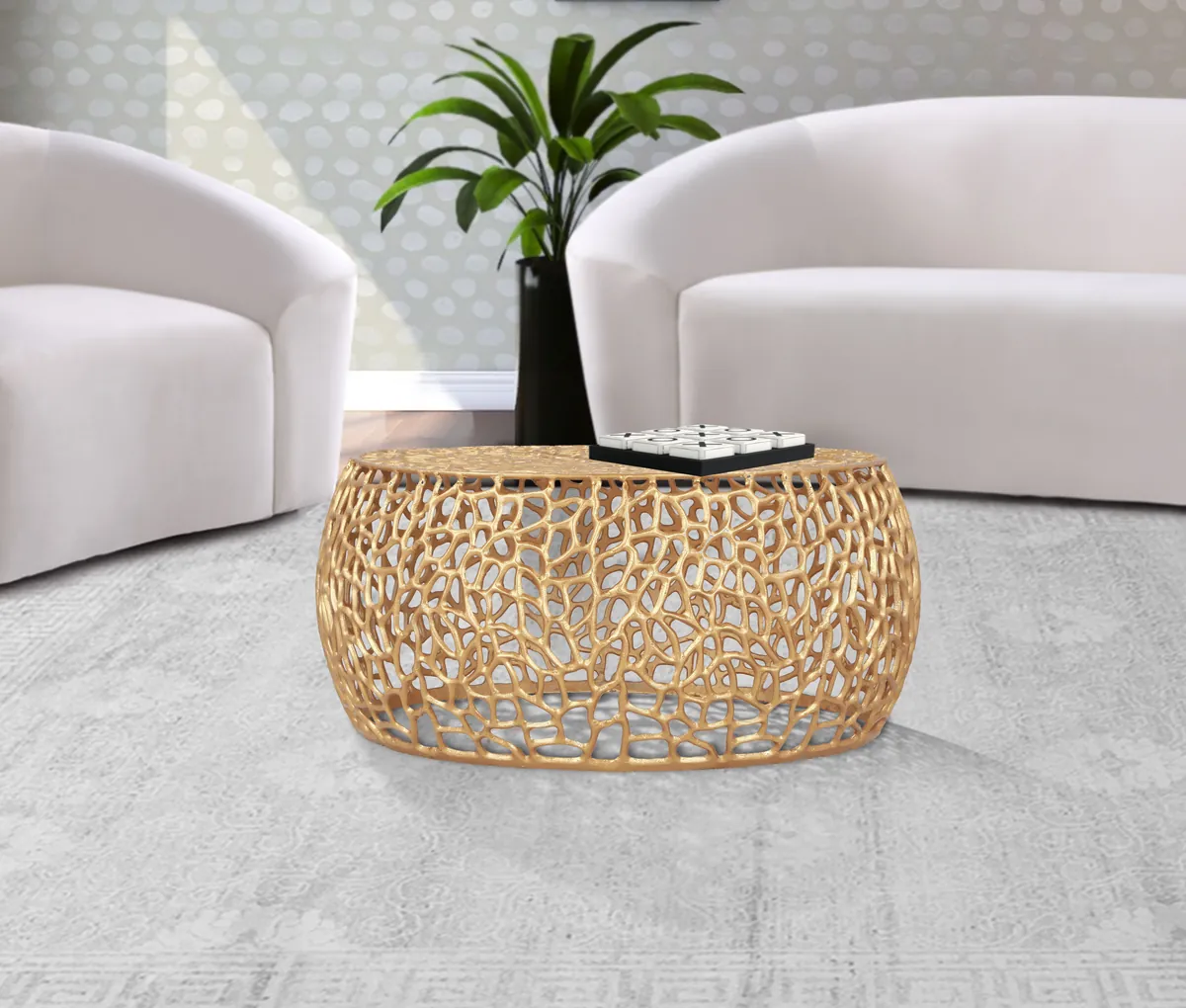 Priya - Coffee Table - Gold - View 2