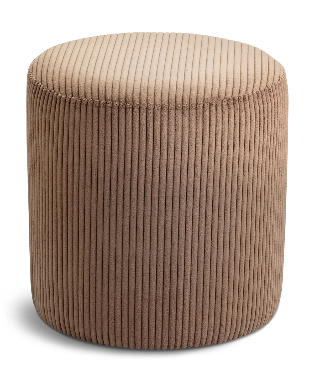 Roy - Round Microsuede Ottoman / Stool - Brown