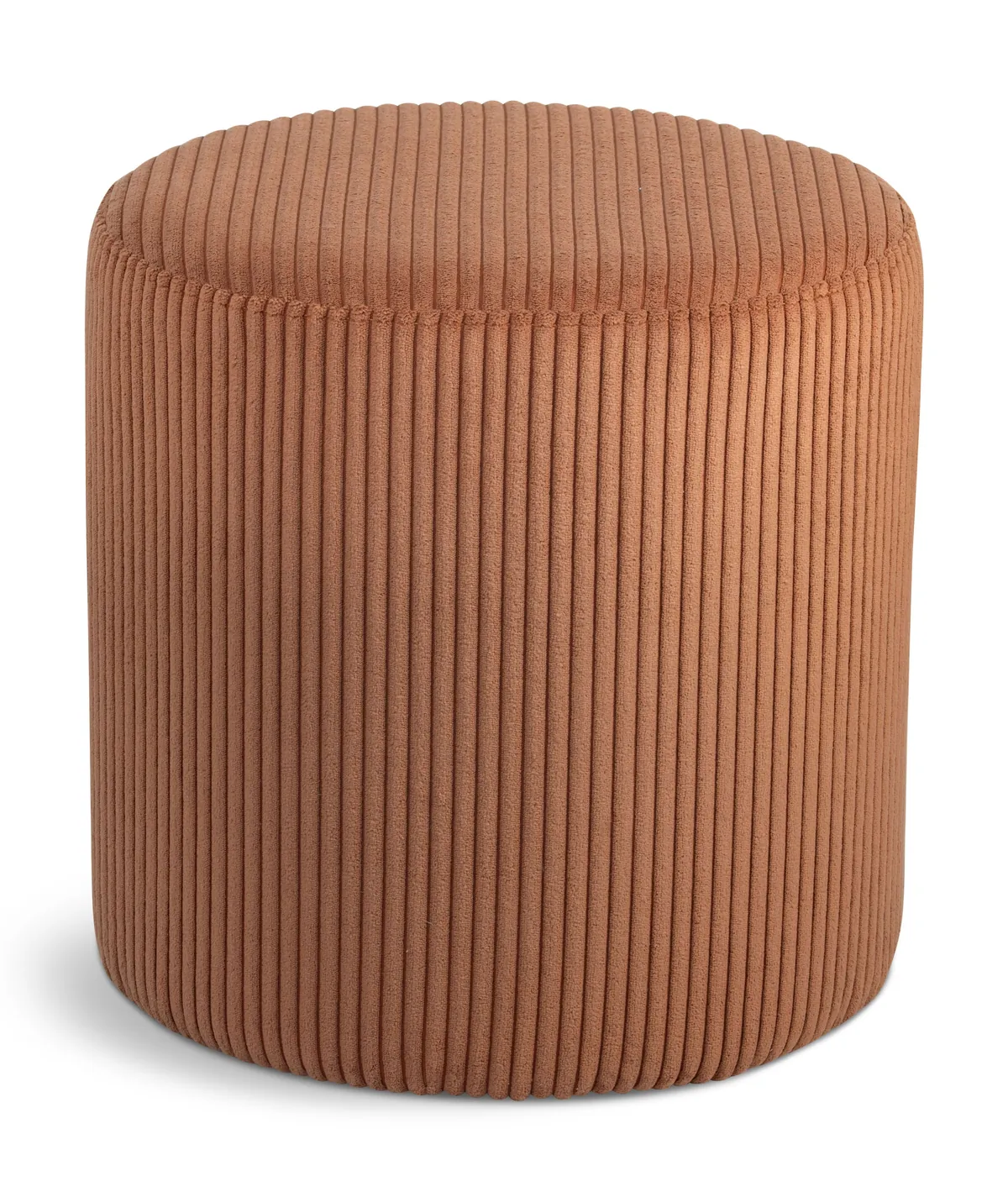 Roy - Round Microsuede Ottoman / Stool - Cognac
