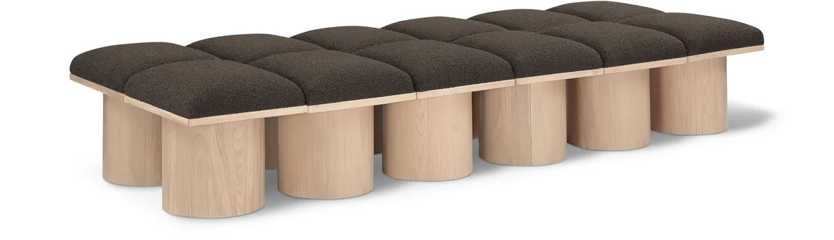 Pavilion - 93" 12 Piece Modular Bench With Natural Base - Brown