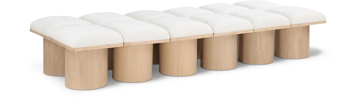 Pavilion - 93" 12 Piece Modular Bench With Natural Base - Cream