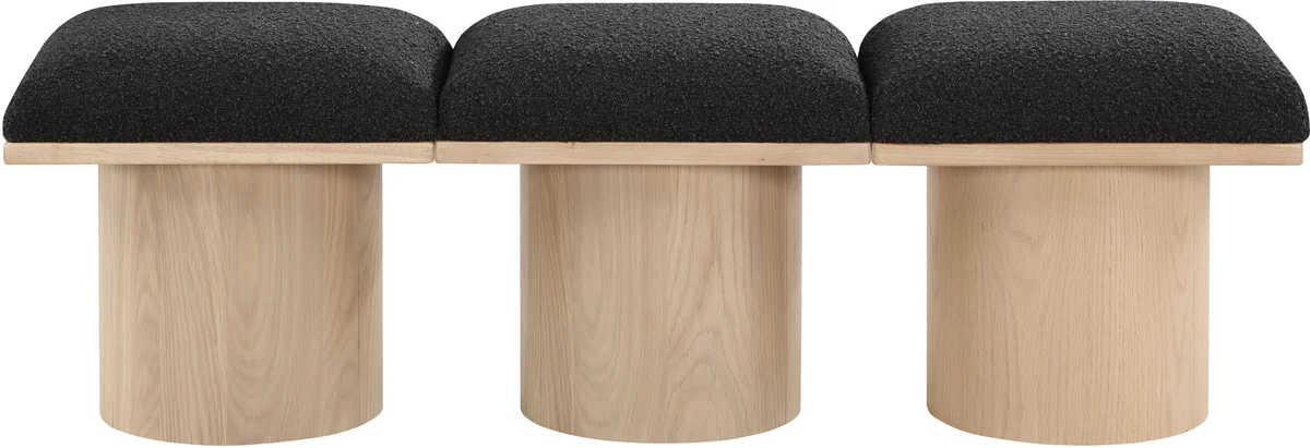 Pavilion - 54" 3 Piece Modular Bench With Natural Base - Black - View 2