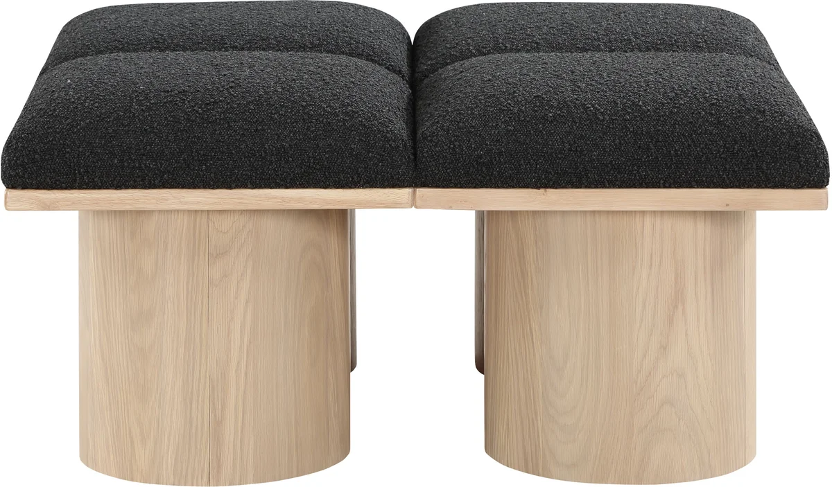 Pavilion - 36" 4 Piece Modular Bench With Natural Base - Black - View 2