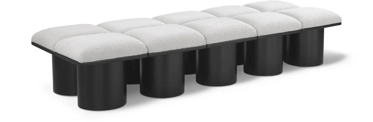 Pavilion - 90" 10 Piece Modular Bench With Black Base - Cream