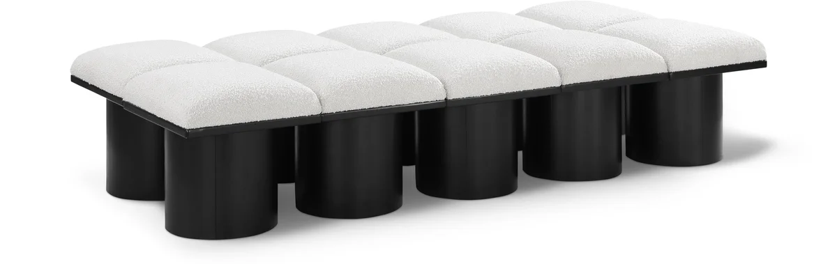 Pavilion - 77.5" 10 Piece Modular Bench With Black Base - Cream