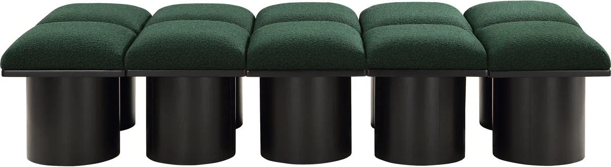 Pavilion - 77.5" 10 Piece Modular Bench With Black Base - Green