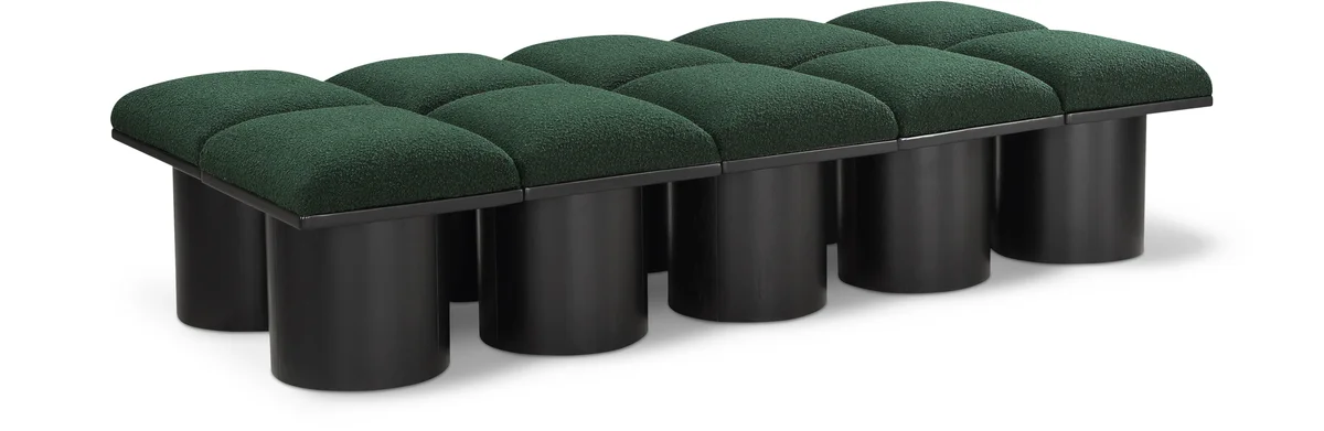 Pavilion - 77.5" 10 Piece Modular Bench With Black Base - Green