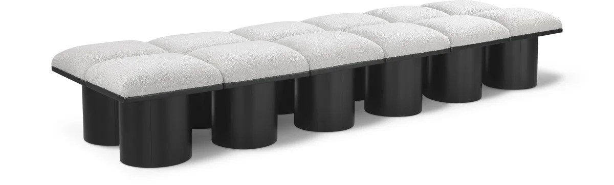 Pavilion - 108" 12 Piece Modular Bench With Black Base - Cream