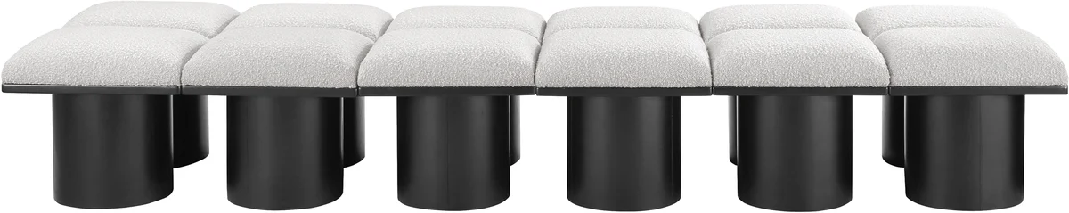 Pavilion - 108" 12 Piece Modular Bench With Black Base - Cream - View 2