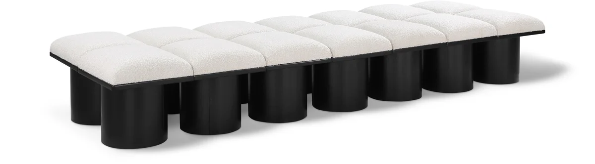 Pavilion - 108.5" 14 Piece Modular Bench With Black Base - Cream