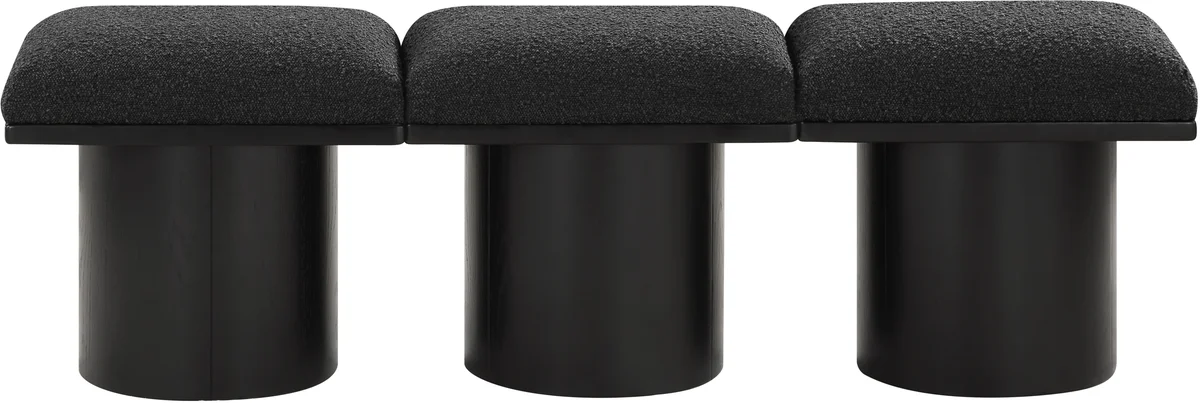 Pavilion - 54" 3 Piece Modular Bench With Black Base - Black - View 2