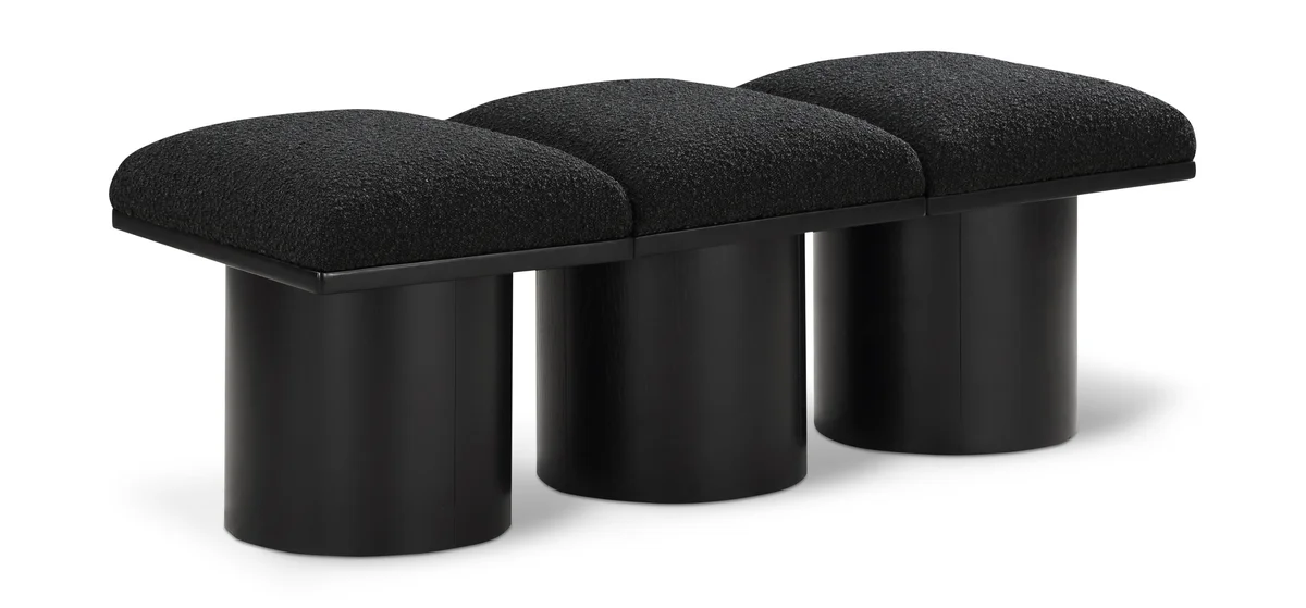 Pavilion - 46.5" 3 Piece Modular Bench With Black Base - Black