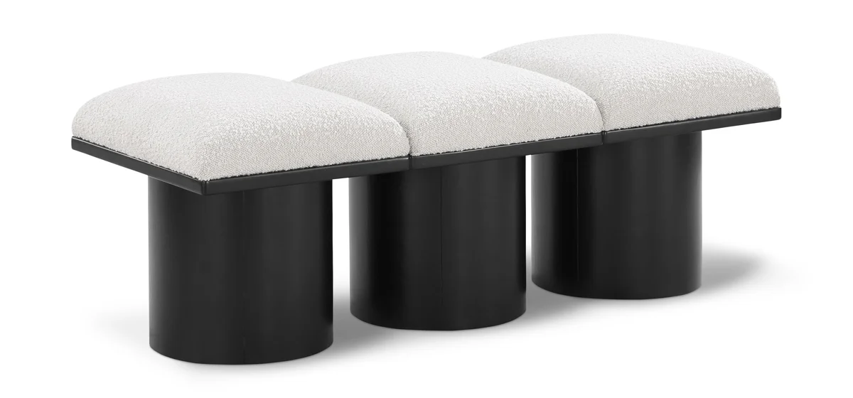Pavilion - 46.5" 3 Piece Modular Bench With Black Base - Cream