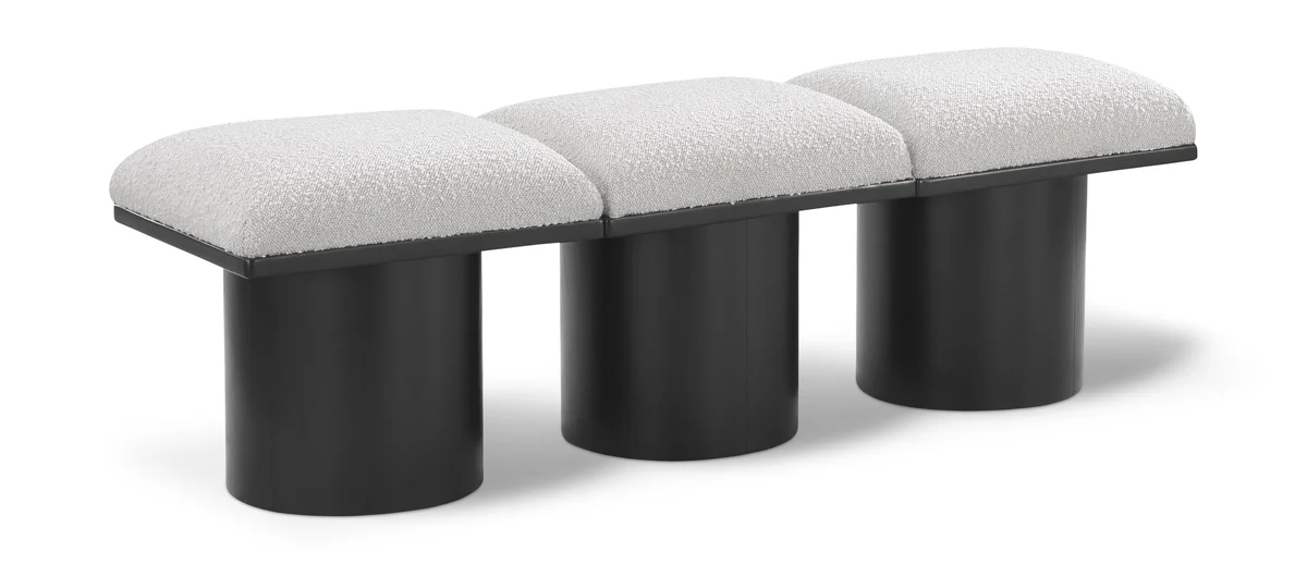 Pavilion - 54" 3 Piece Modular Bench With Black Base - Cream