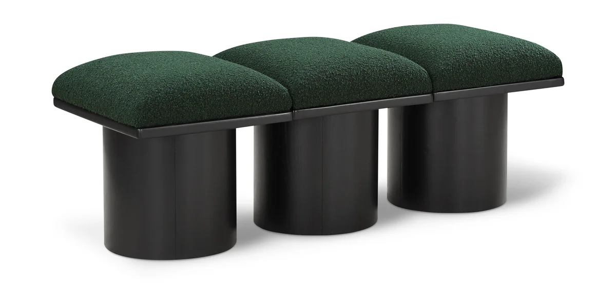 Pavilion - 46.5" 3 Piece Modular Bench With Black Base - Green