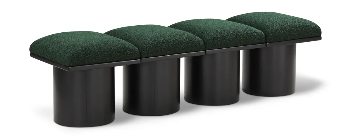Pavilion - 62" 4 Piece Modular Bench With Black Base - Green