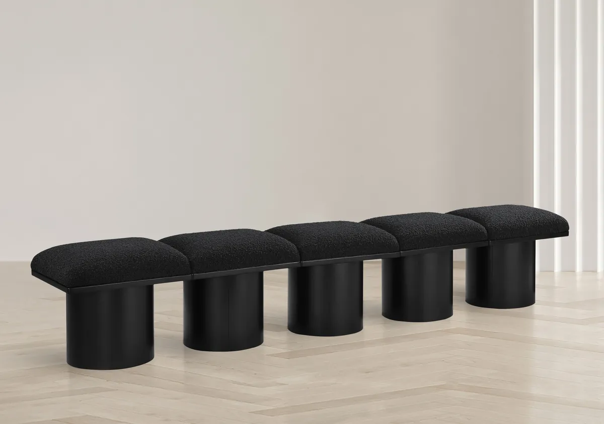 Pavilion - 90" 5 Piece Modular Bench With Black Base - Black - View 2