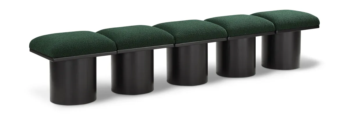 Pavilion - 90" 5 Piece Modular Bench With Black Base - Green