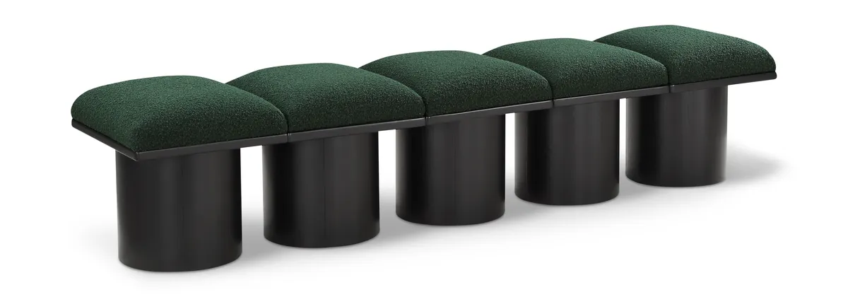 Pavilion - 77.5" 5 Piece Modular Bench With Black Base - Green