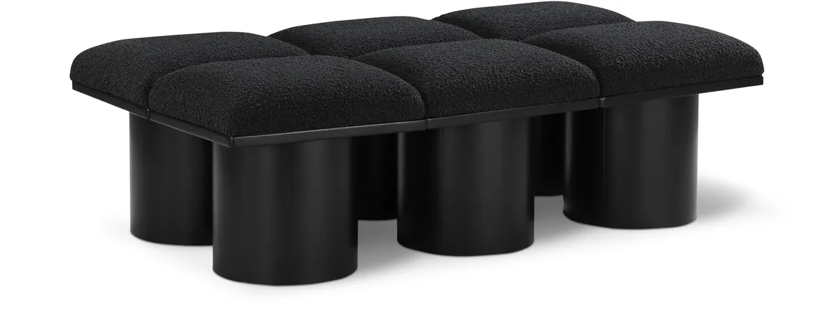 Pavilion - 54" 6 Piece Modular Bench With Black Base - Black