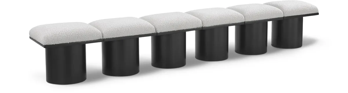Pavilion - 108" 6 Piece Modular Bench With Black Base - Cream