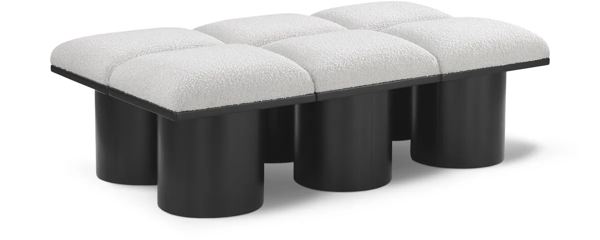 Pavilion - 54" 6 Piece Modular Bench With Black Base - Cream