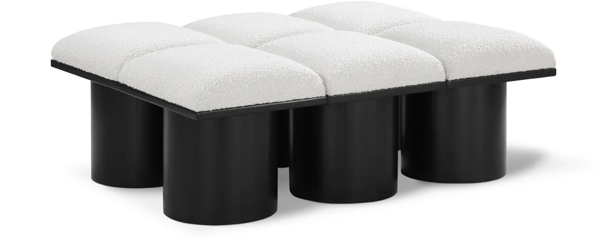 Pavilion - 46.5" 6 Piece Modular Bench With Black Base - Cream