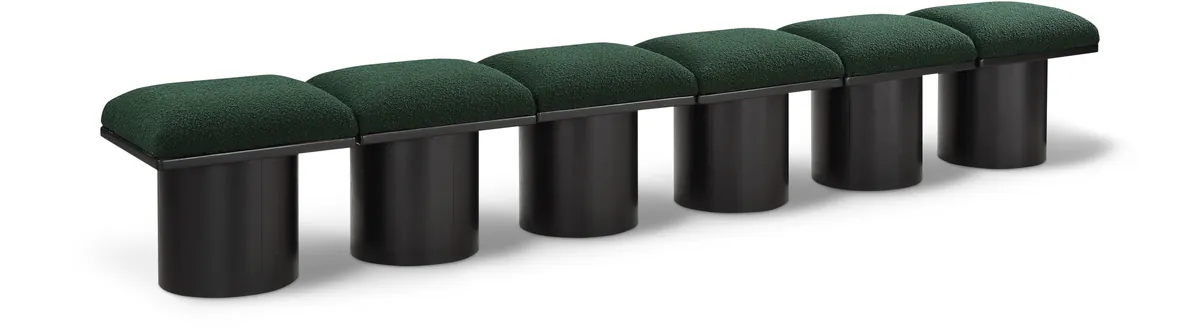 Pavilion - 108" 6 Piece Modular Bench With Black Base - Green