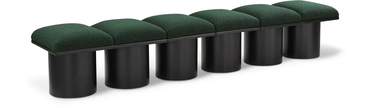 Pavilion - 93" 6 Piece Modular Bench With Black Base - Green