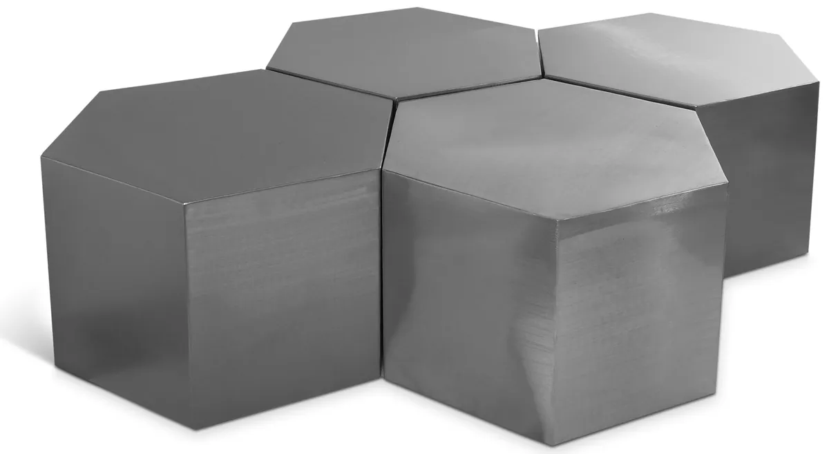 Hexagon - Coffee Table Modular Shape 4 Piece - Pearl Silver