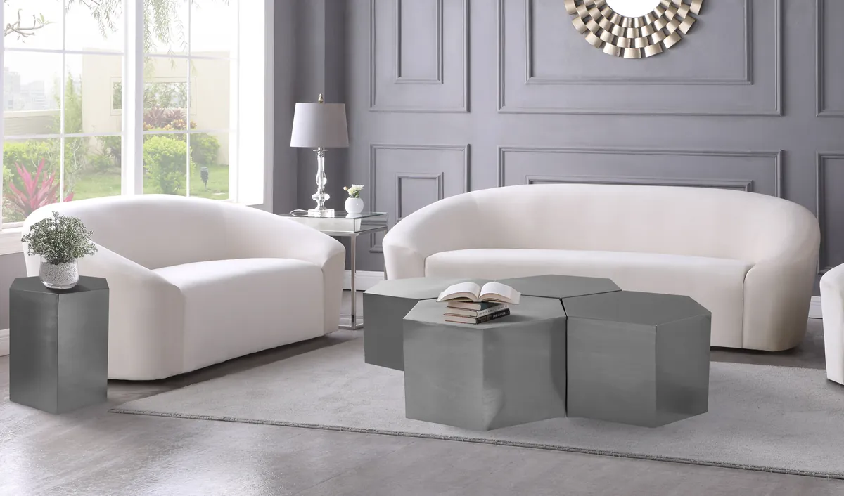 Hexagon - Coffee Table Modular Shape 4 Piece - Pearl Silver - View 2