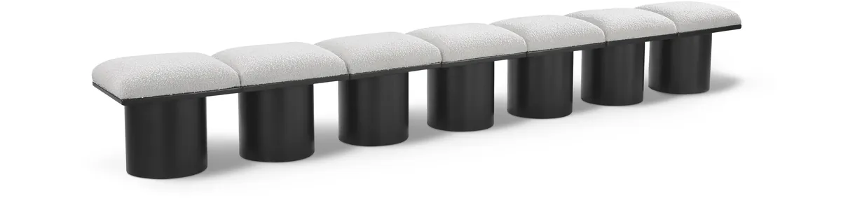 Pavilion - 126" 7 Piece Modular Bench With Black Base - Cream
